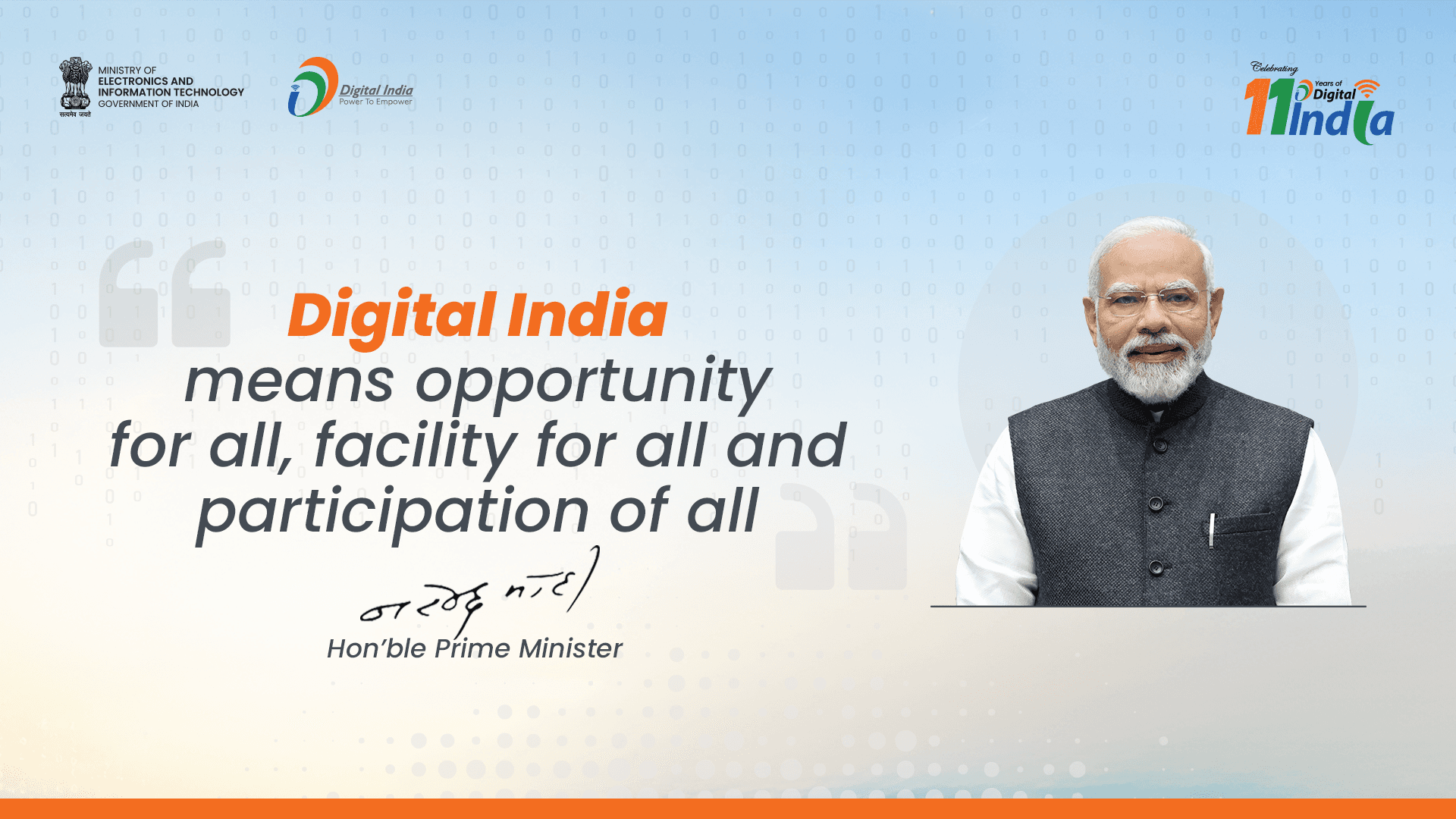 11 Years of Digital India banner featuring the Prime Minister
